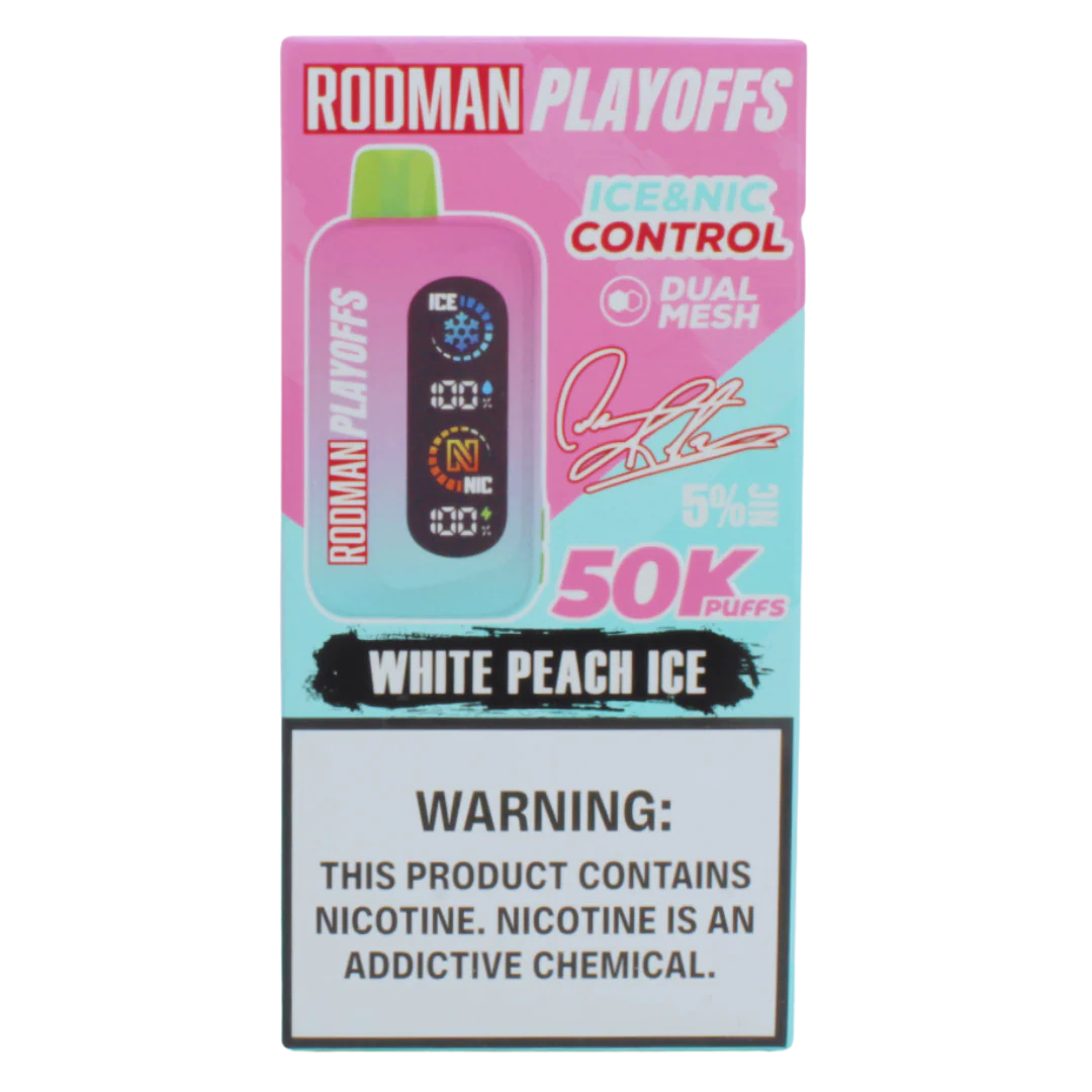 White Peach Ice RODMAN Playoffs 50K Puffs Disposable Vape - Image 2